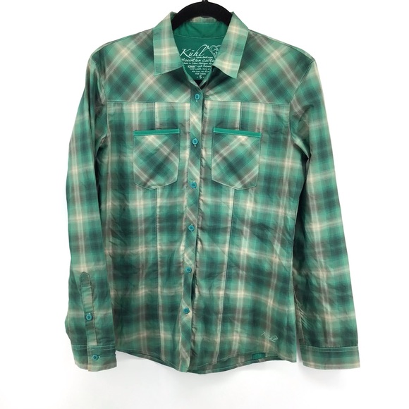 Kuhl Tops - KUHL Women’s Green Plaid Button Up Long Sleeve Shirt Outdoor